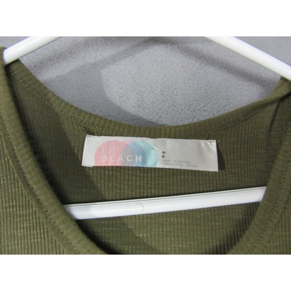 FP Beach Mini Dress Womens Small Olive Green Ribbed Racerback A-Line
